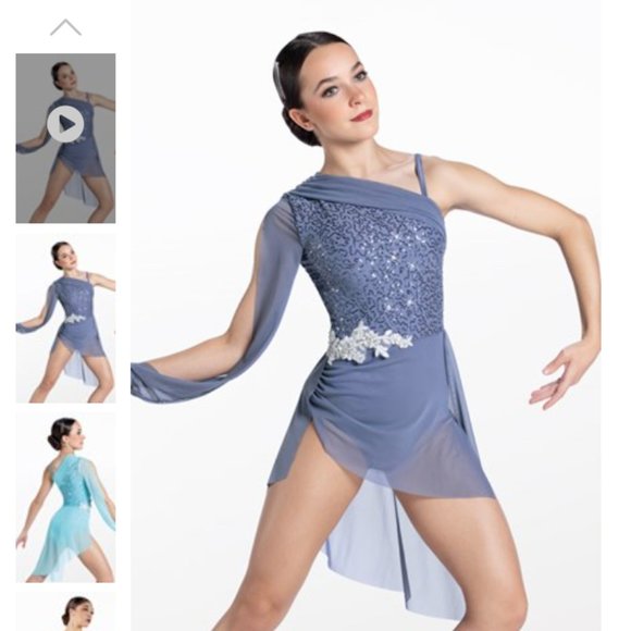 Blue Periwinkle Sequin Halter Lyrical Dance Costume - Picture 8 of 8